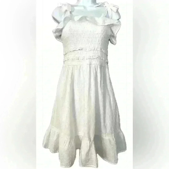 Japna White Mini Smocked Dress (U5) - Picture 1 of 6